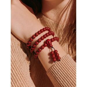 Red Cinnabar 108 Bead Wrap Bracelet Necklace Statement Zodiac Natural Jewelry